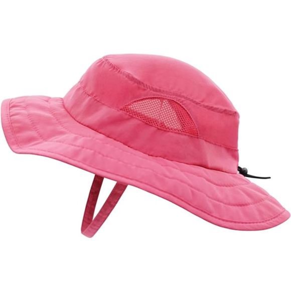 Other - Kids Wide Brim Mesh Sun Hat UPF 50+ Sun Protection Summer Hot Pink